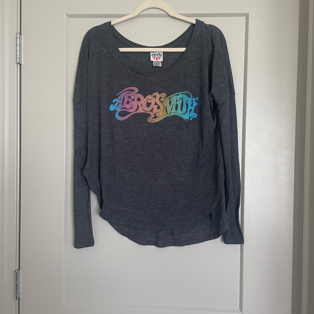 Junk Food Aerosmith gray top size S